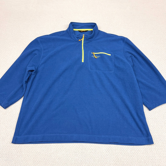 Orvis 1/4 Zip Pullover Mens XXL Blue Trout Bum Fleece Outdoor Fishing Hiking - Picture 1 of 9